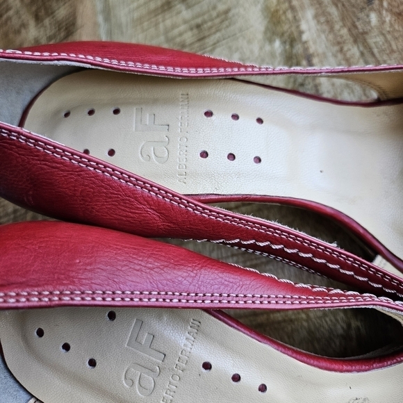 Alberto Fermani Leather Open Toe Heel Size 1 (41) Red Italy - Picture 9 of 9